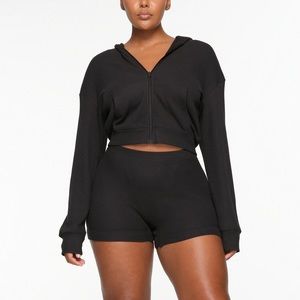 SKIMS onyx waffle lounge hoodie